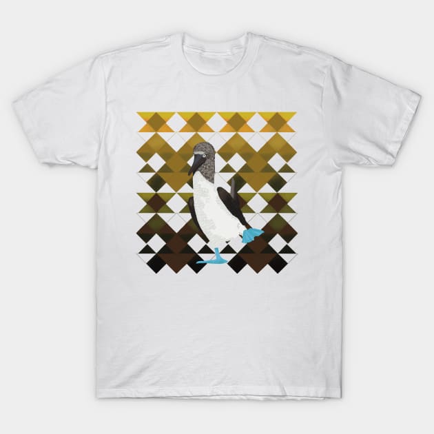 Booby Bird on Brown Geometric Pattern T-Shirt by Suneldesigns